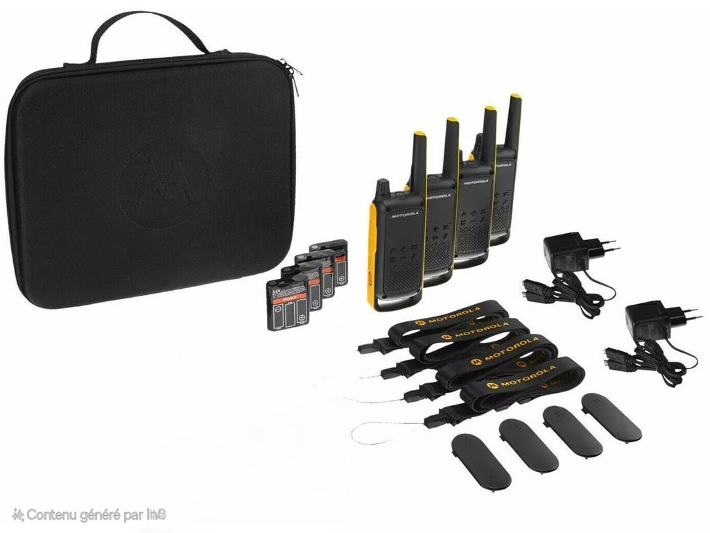 Kit 4 Talkie-Walkie professionnels jusqu'à 10 km en extérieur + valise de transports - caution 50 €