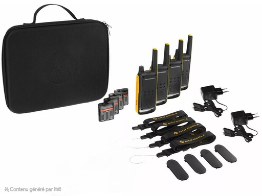 Kit 4 Talkie-Walkie professionnels jusqu'à 10 km en extérieur + valise de transports - caution 50 €